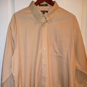 Nordstrom Dress Shirt Men's Size 17 - 34 Tan Button Up Long Sleeve -Wrinkle Free